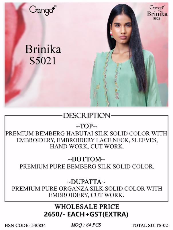 Ganga brinika 5021 wholesale dress materials new party wear